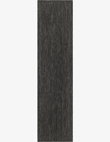 Black Easy-Clean Solid Indoor / Outdoor Runner Rug