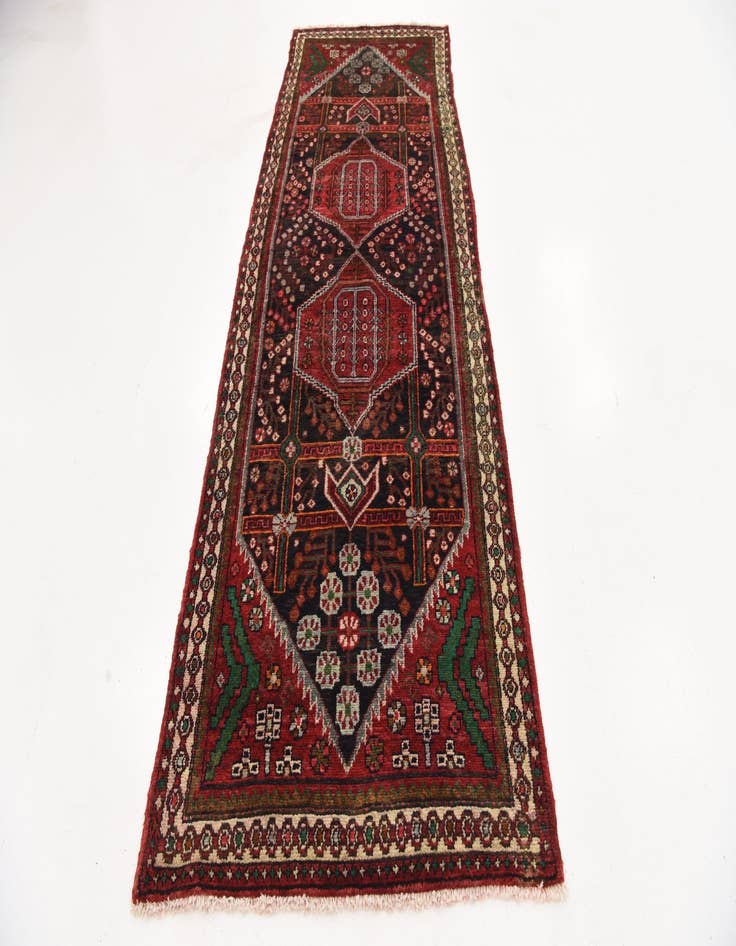 Detail image of 3' 4 x 9' 7 Hand Knotted Saveh Persian Wool Runner Rug