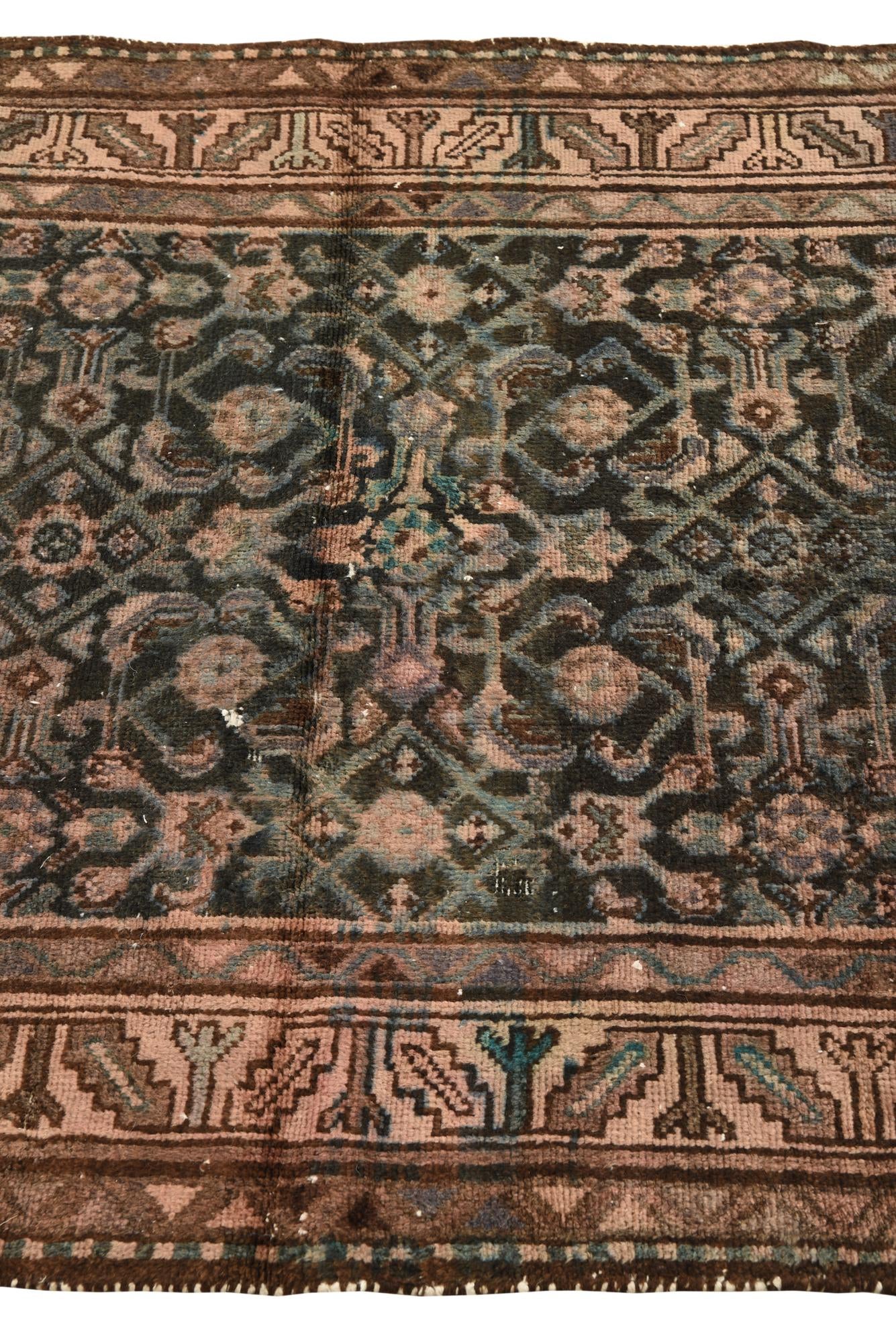 3' 4 x 9' 1 Hand Knotted Ultra Vintage Persian Wool Runner Rug