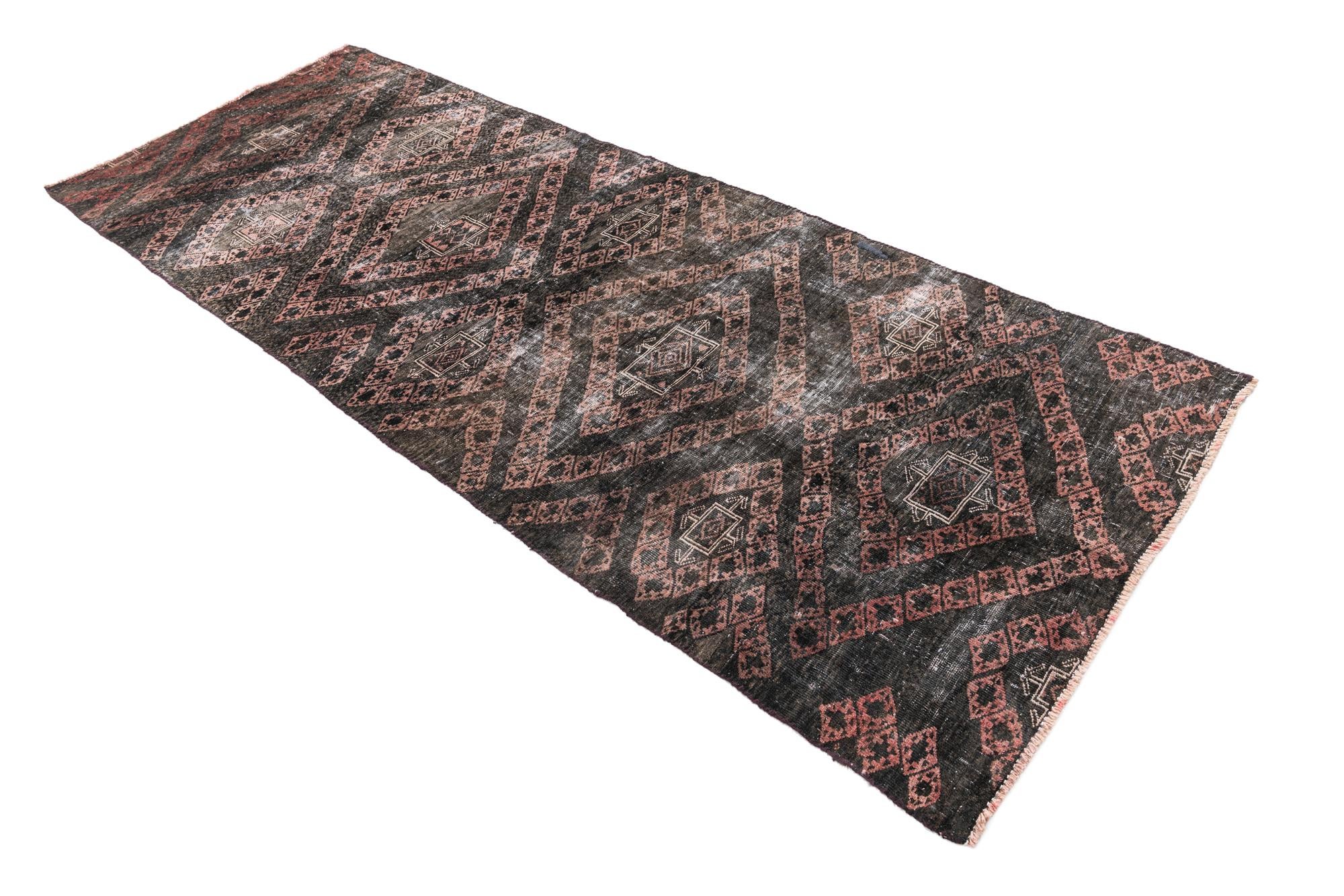 3' 3 x 8' 5 Hand Knotted Ultra Vintage Persian Wool Runner Rug