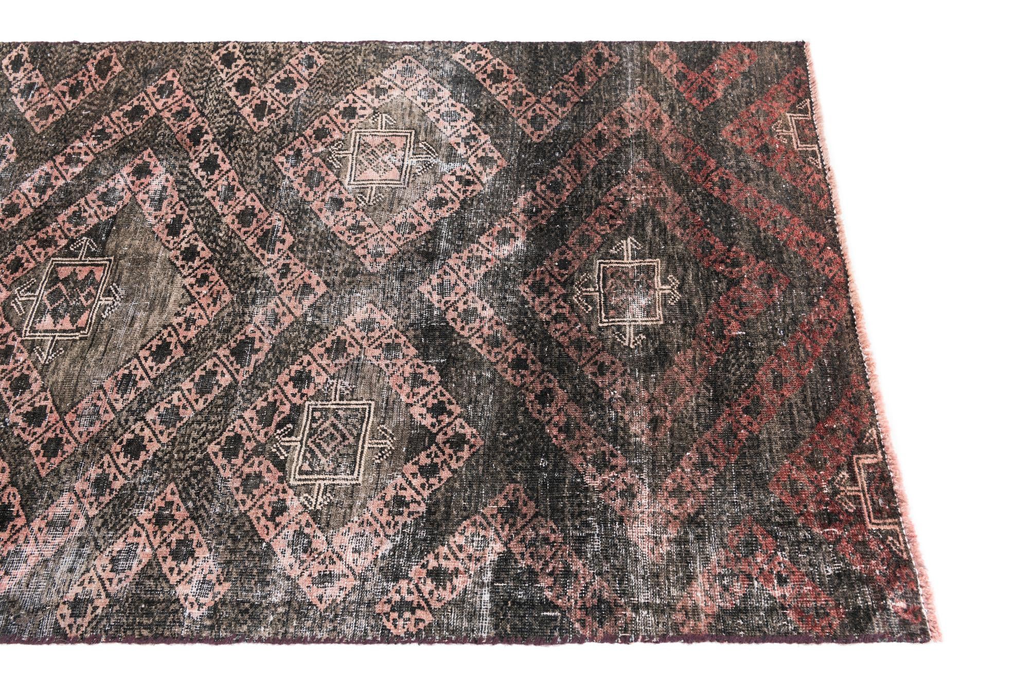 3' 3 x 8' 5 Hand Knotted Ultra Vintage Persian Wool Runner Rug