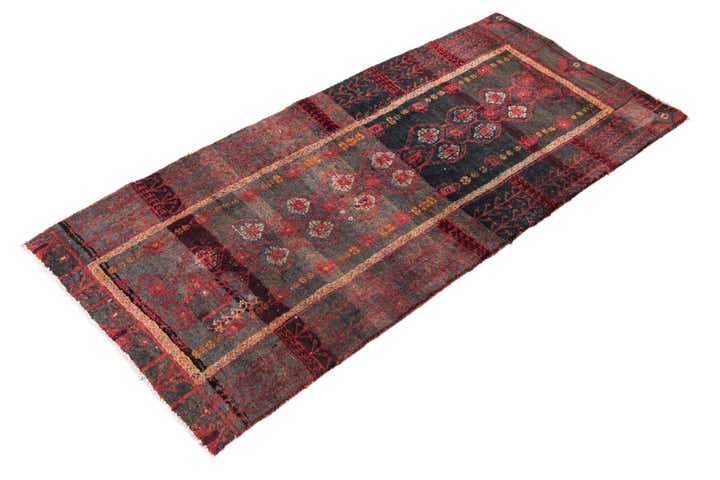 2' 4 x 4' 9 Hand Knotted Ultra Vintage Persian Wool Runner Rug