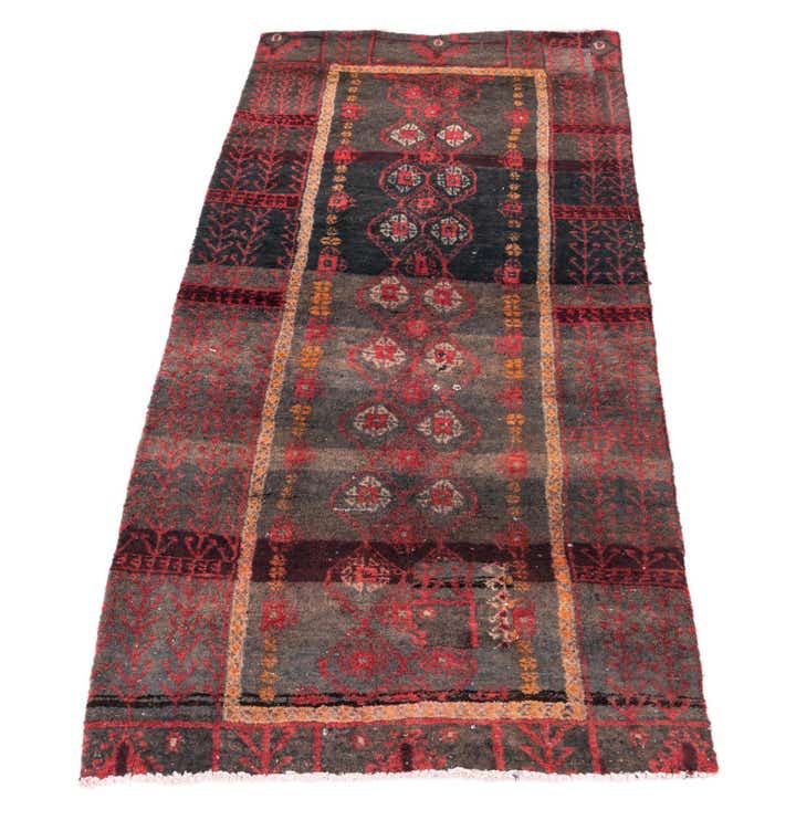 2' 4 x 4' 9 Hand Knotted Ultra Vintage Persian Wool Runner Rug