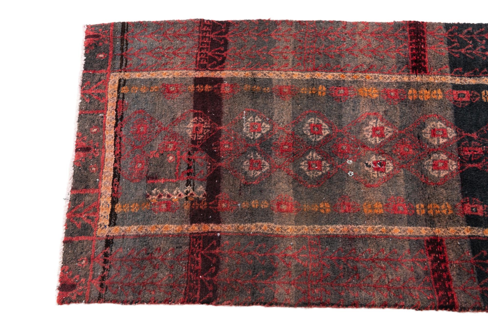 2' 4 x 4' 9 Hand Knotted Ultra Vintage Persian Wool Runner Rug