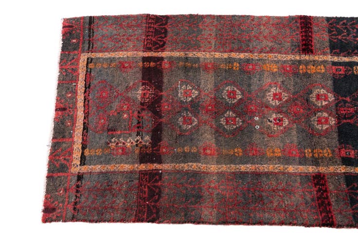 Detail image of 2' 4 x 4' 9 Hand Knotted Ultra Vintage Persian Wool Runner Rug