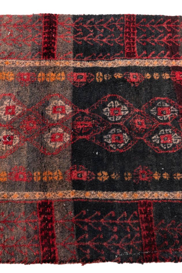 Detail image of 2' 4 x 4' 9 Hand Knotted Ultra Vintage Persian Wool Runner Rug