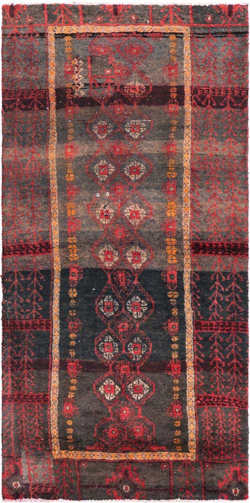 2' 4 x 4' 9 Hand Knotted Ultra Vintage Persian Wool Runner Rug