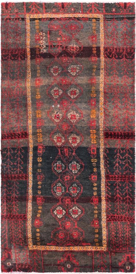 Detail image of 2' 4 x 4' 9 Hand Knotted Ultra Vintage Persian Wool Runner Rug