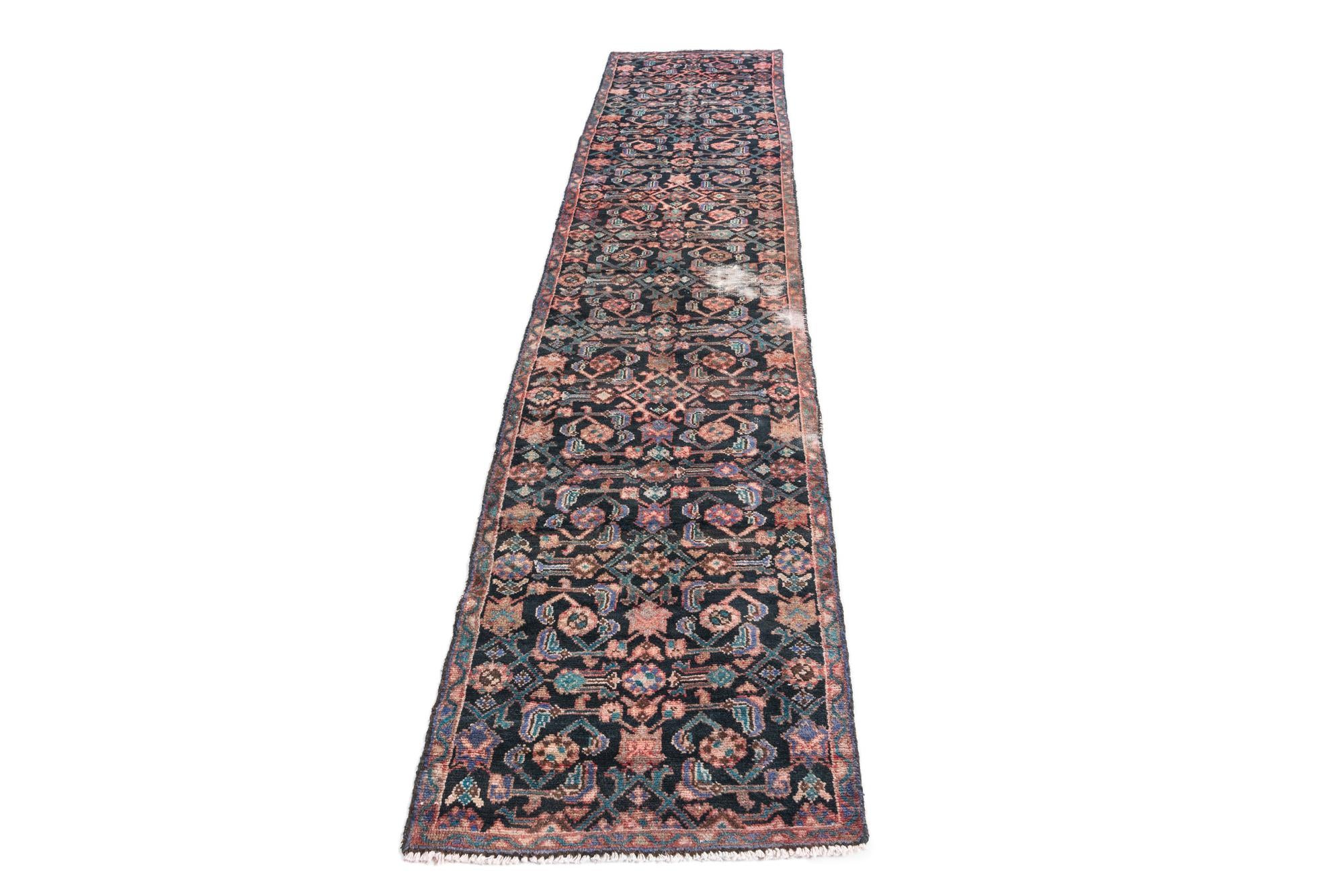 2' 1 x 9' 4 Hand Knotted Ultra Vintage Persian Wool Runner Rug