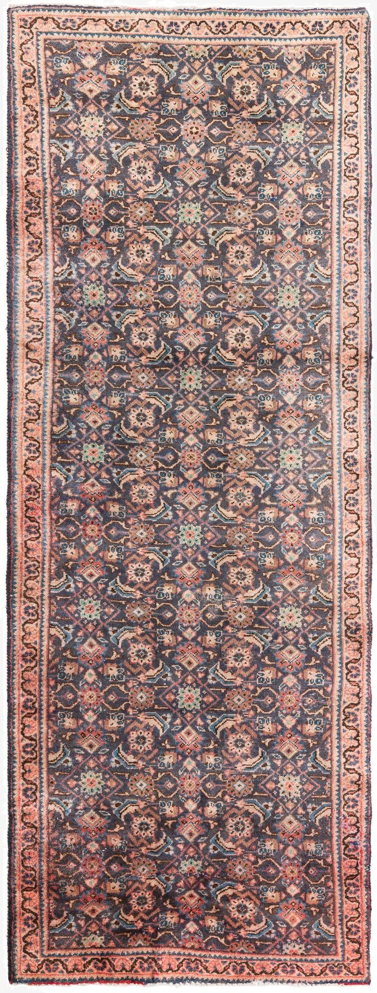 3' 9 x 10' 1  Hand Knotted Ultra Vintage Persian Wool Runner Rug