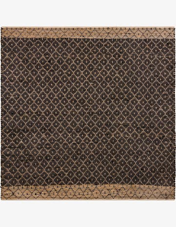 Black Hand Woven Chindi Trellis Square Rug