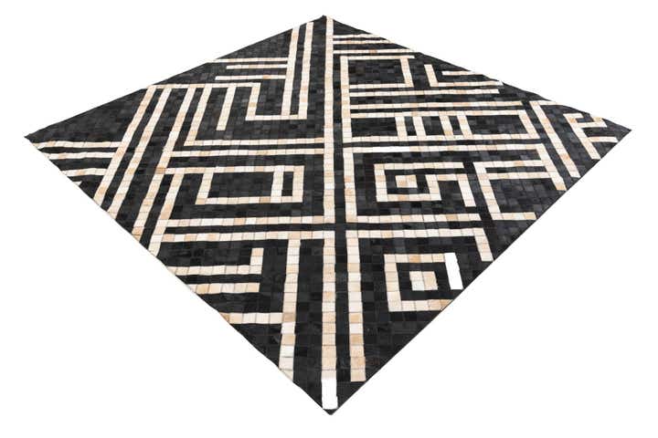 5' 10 x 5' 10 Cowhide Leather Square Rug