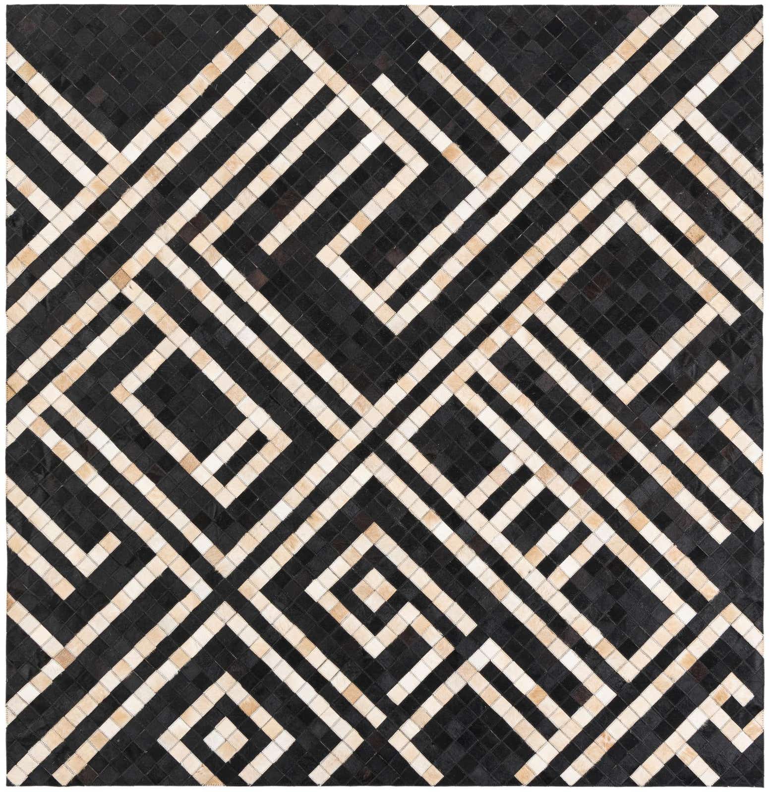 5' 10 x 5' 10 Cowhide Leather Square Rug