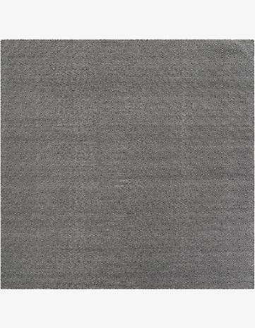 Black Hand Woven Geo Trellis Flatweave Square Rug