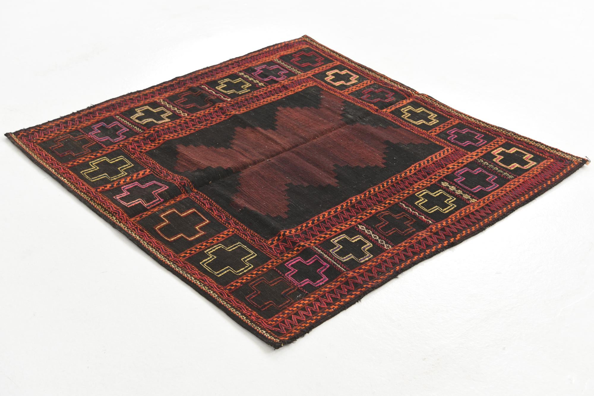 110cm x 115cm Hand Knotted Kilim Fars Persian Wool Square Rug