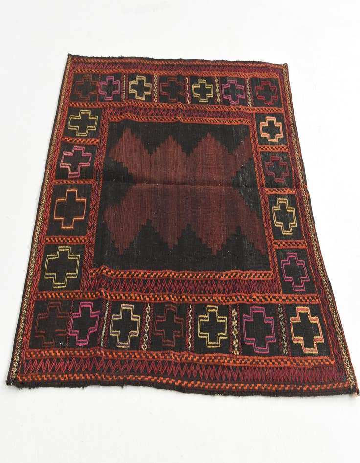 Detail image of 3' 8 x 3' 9  Hand Knotted Kilim Fars Persian Wool Square Rug