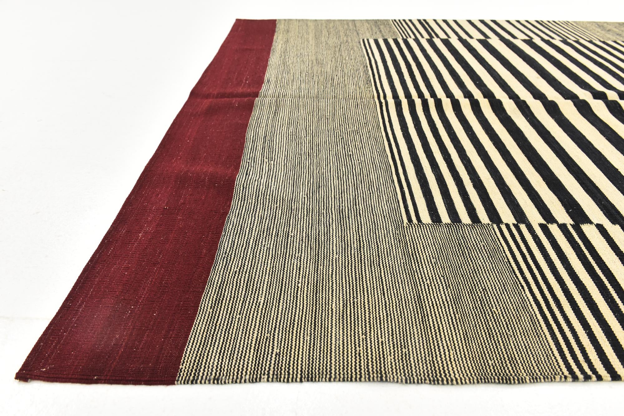 6' 4 x 7' 7 Hand Woven Kilim Modern Wool Square Rug