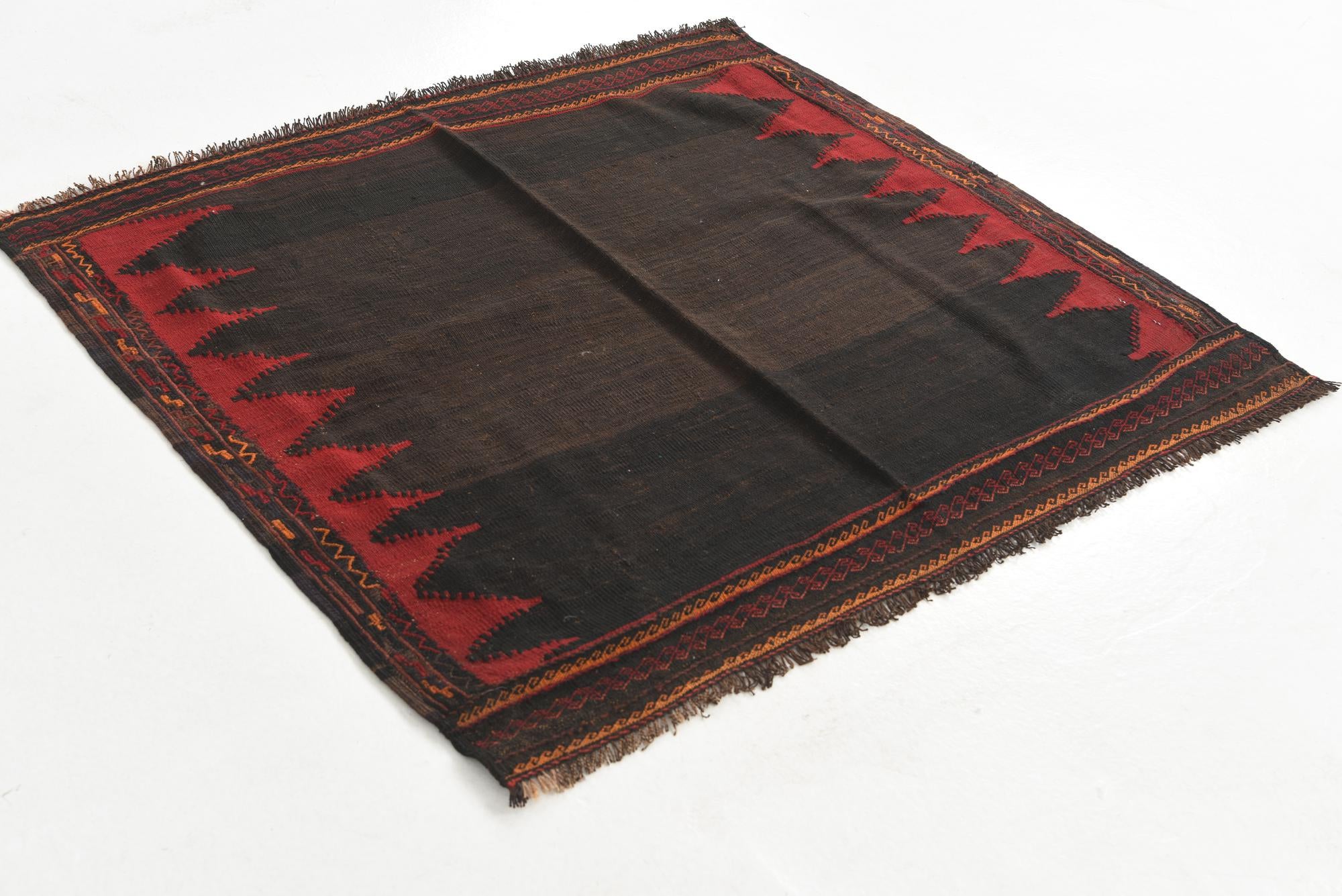 3' 10 x 4' 2 Hand Woven Kilim Modern Wool Square Rug