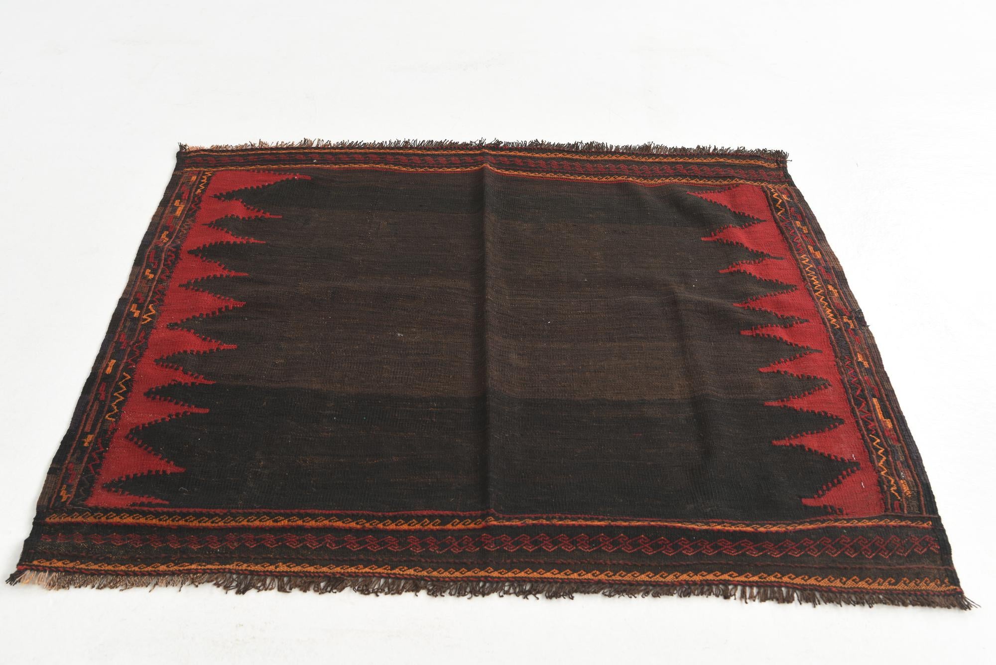 3' 10 x 4' 2 Hand Woven Kilim Modern Wool Square Rug