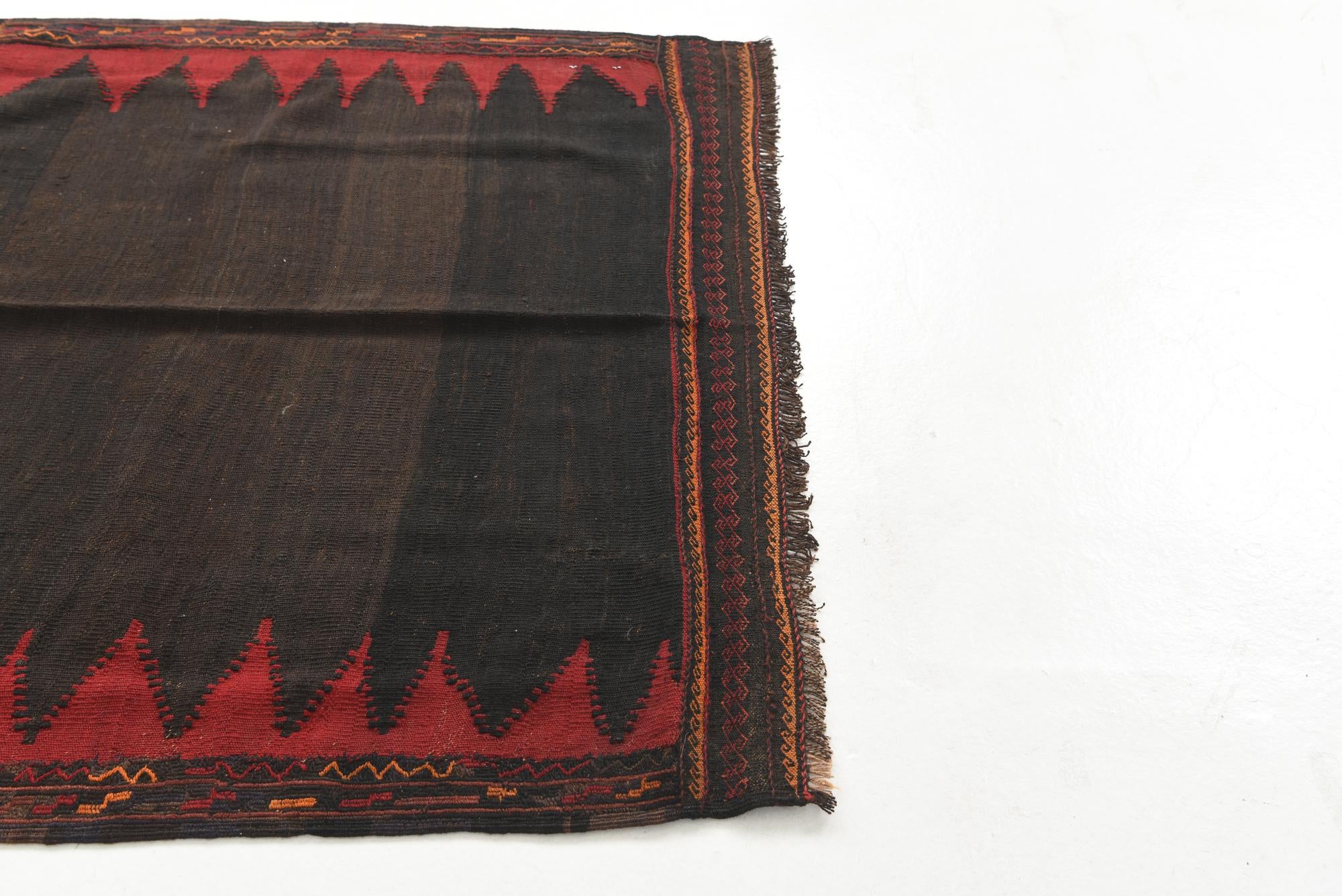 3' 10 x 4' 2 Hand Woven Kilim Modern Wool Square Rug