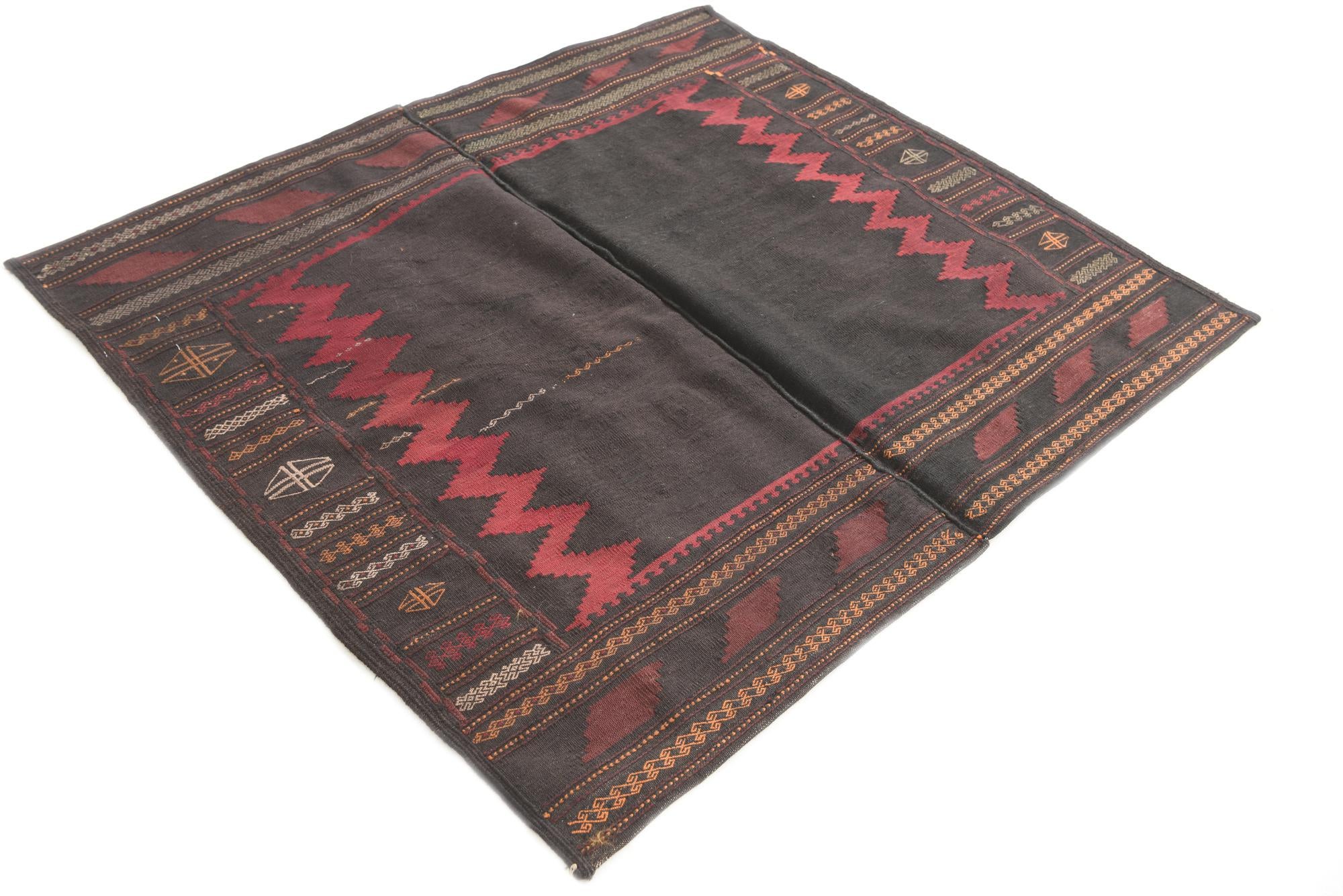 3' 9 x 4' 3 Hand Woven Kilim Modern Wool Square Rug