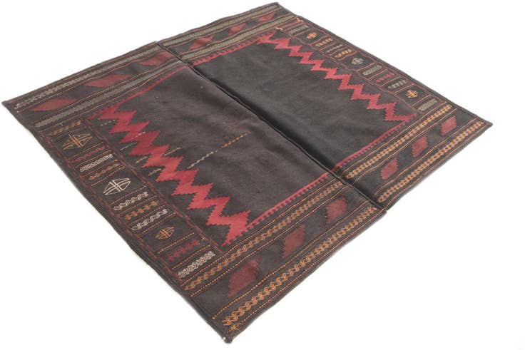 Detail image of 3' 9 x 4' 3 Hand Woven Kilim Modern Wool Square Rug