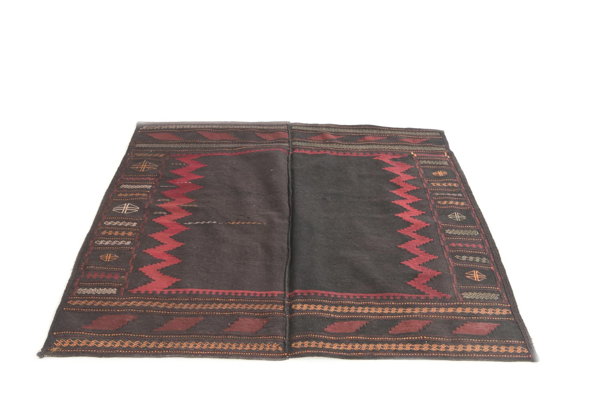 3' 9 x 4' 3 Hand Woven Kilim Modern Wool Square Rug