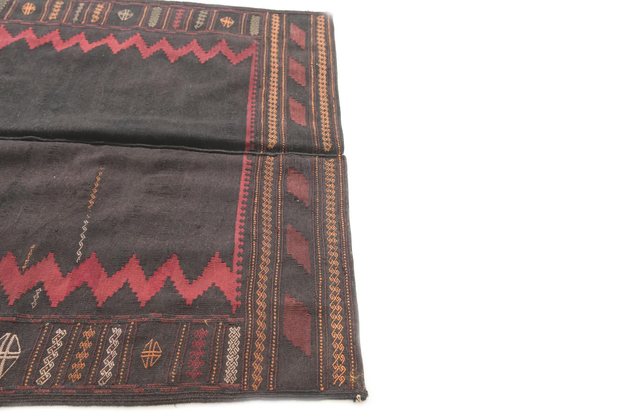 3' 9 x 4' 3 Hand Woven Kilim Modern Wool Square Rug