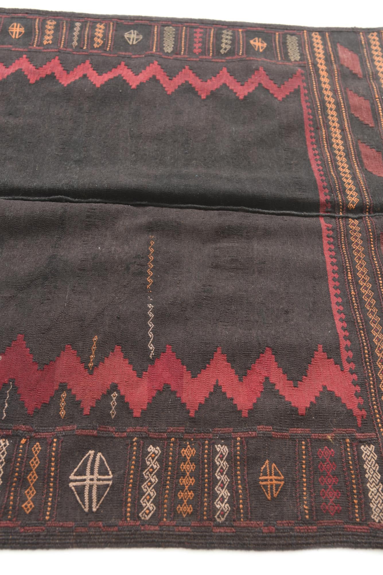 3' 9 x 4' 3 Hand Woven Kilim Modern Wool Square Rug