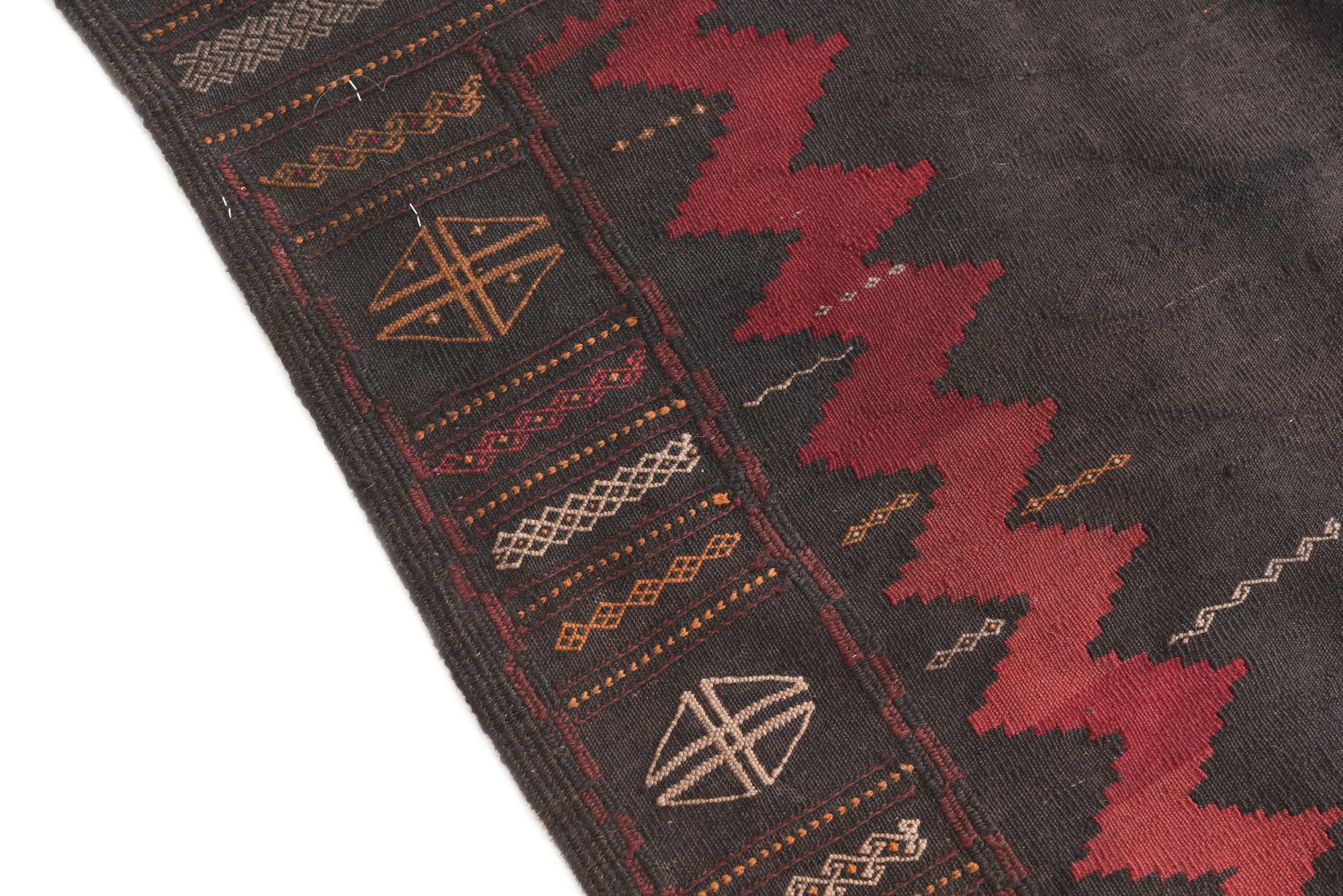 3' 9 x 4' 3 Hand Woven Kilim Modern Wool Square Rug