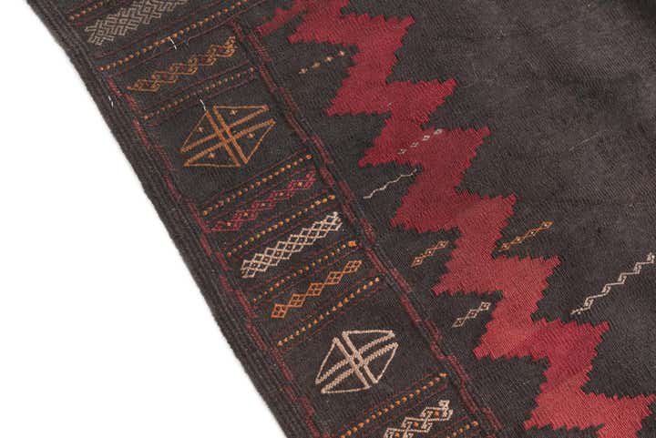 3' 9 x 4' 3 Hand Woven Kilim Modern Wool Square Rug