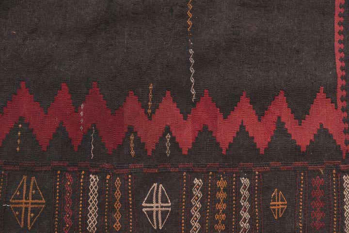 3' 9 x 4' 3 Hand Woven Kilim Modern Wool Square Rug