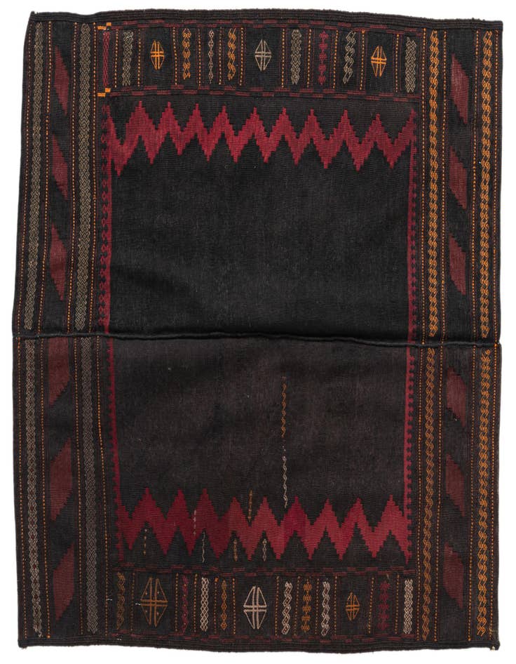 Detail image of 3' 9 x 4' 3 Hand Woven Kilim Modern Wool Square Rug