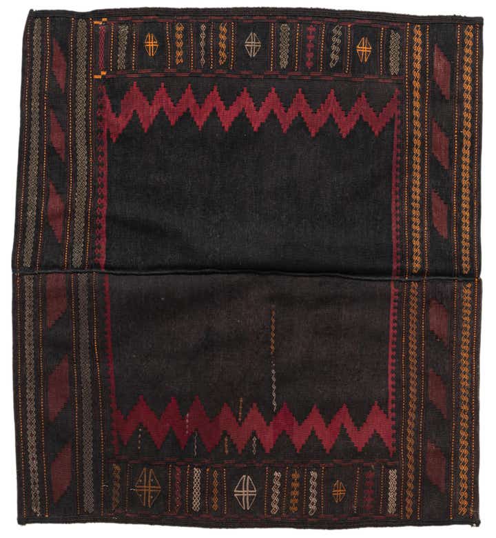 3' 9 x 4' 3 Hand Woven Kilim Modern Wool Square Rug