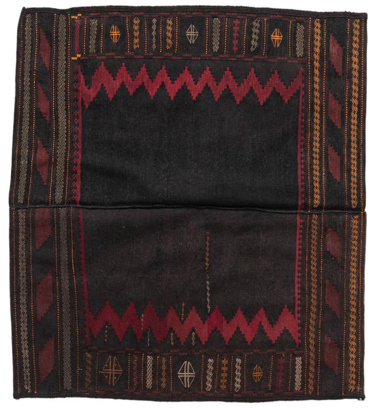 Detail image of 3' 9 x 4' 3 Hand Woven Kilim Modern Wool Square Rug