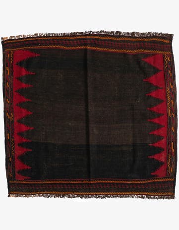 3' 10 x 4' 2 Hand Woven Kilim Modern Wool Square Rug