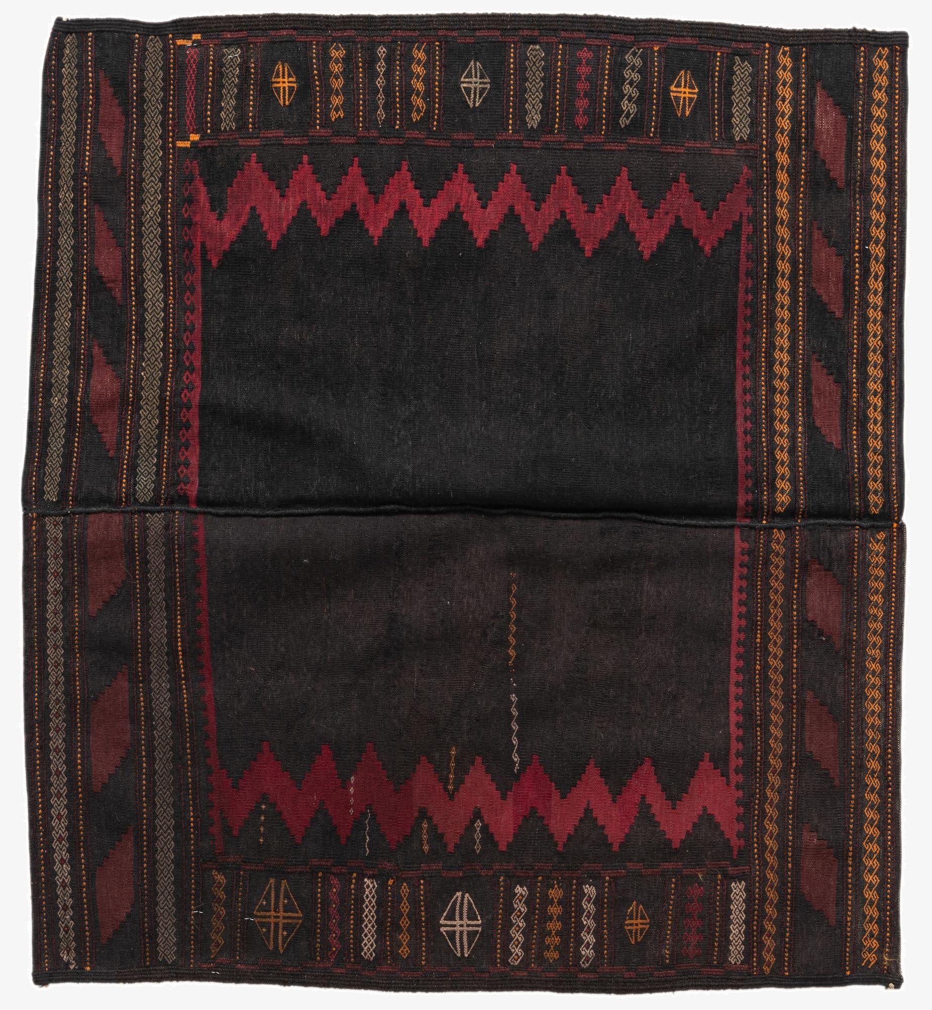 3' 9 x 4' 3  Hand Woven Kilim Modern Wool Square Rug