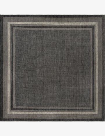 Black Easy-Clean Border Indoor / Outdoor Square Rug