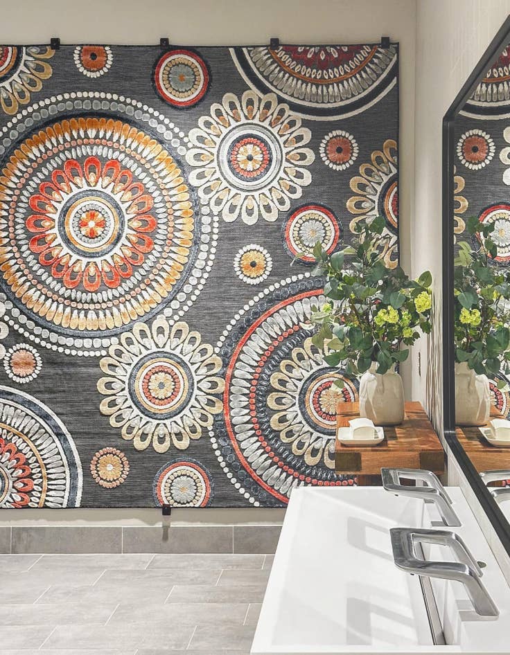 Detail image of 8' 2 x 8' 2  Washable Botanical Indoor / Outdoor Square Rug