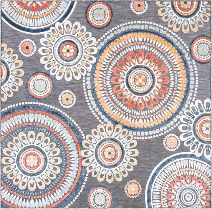 8' 2 x 8' 2 Easy-Clean Botanical Indoor / Outdoor Square Rug