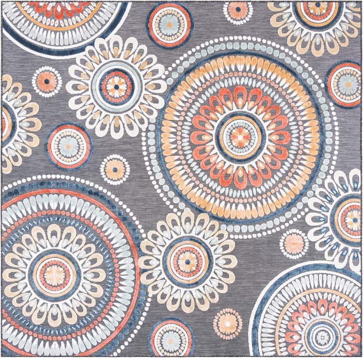 Detail image of 8' 2 x 8' 2 Easy-Clean Botanical Indoor / Outdoor Square Rug