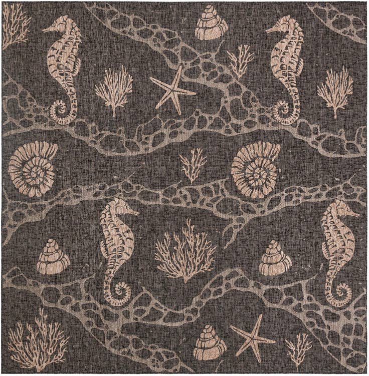 Detail image of 10' x 10' Easy-Clean Coastal Indoor / Outdoor Square Rug
