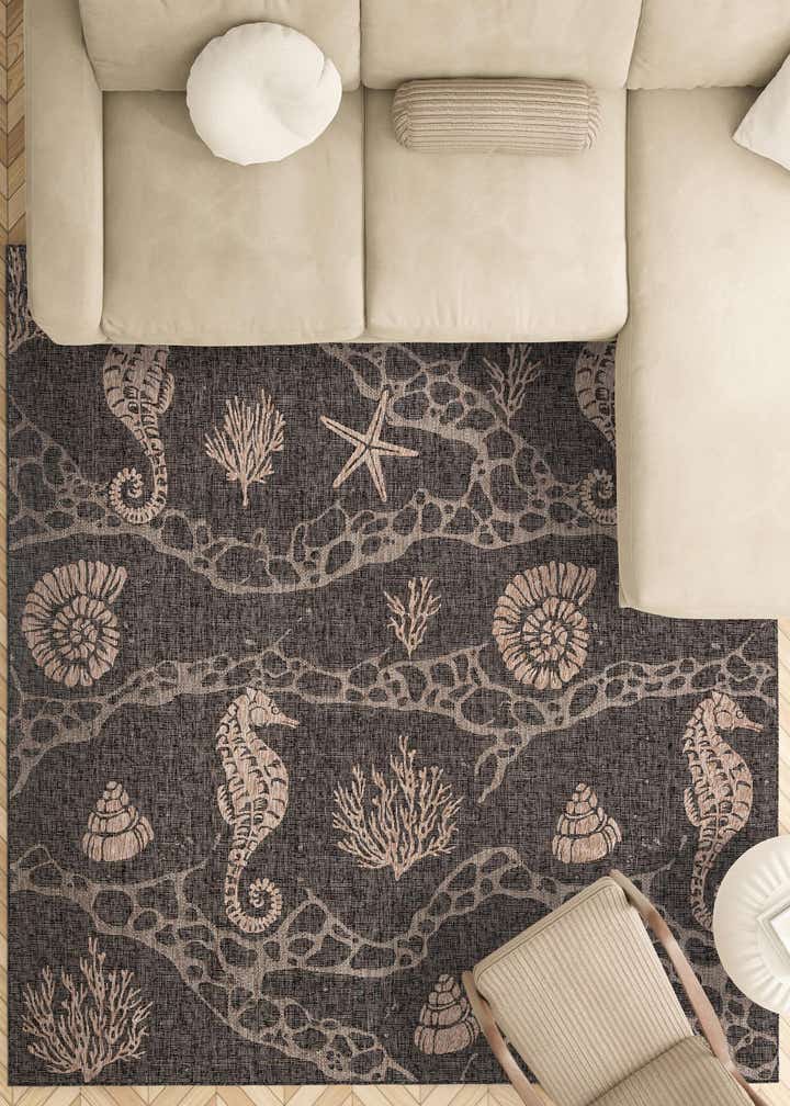 7' 10 x 7' 10 Easy-Clean Coastal Indoor / Outdoor Square Rug