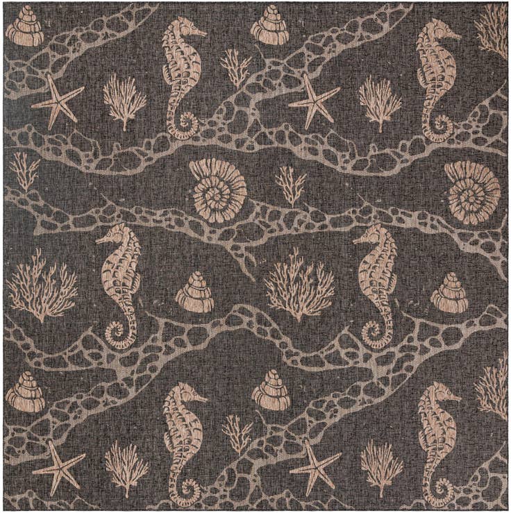 Detail image of 13' x 13' Easy-Clean Coastal Indoor / Outdoor Square Rug