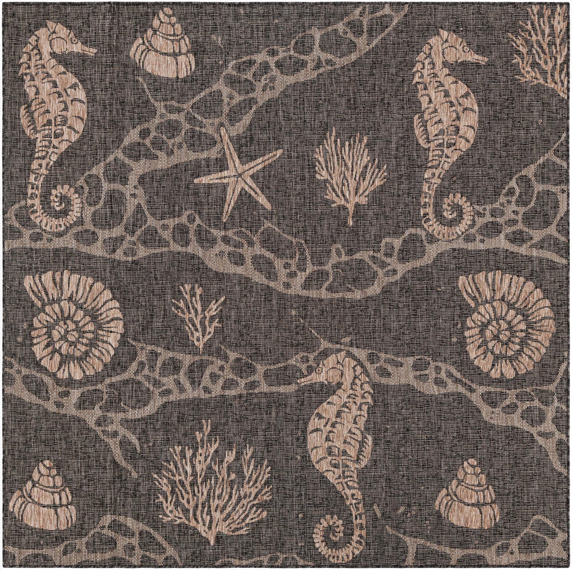 7' 10 x 7' 10  Washable Coastal Indoor / Outdoor Square Rug