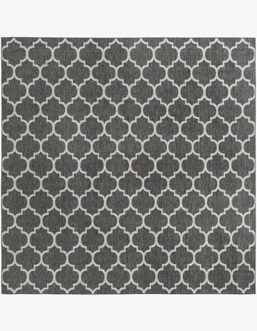 Black Easy-Clean Lattice Indoor / Outdoor Square Rug