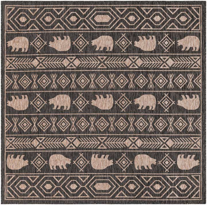 7' 10 x 7' 10 Easy-Clean Southwestern Indoor / Outdoor Square Rug
