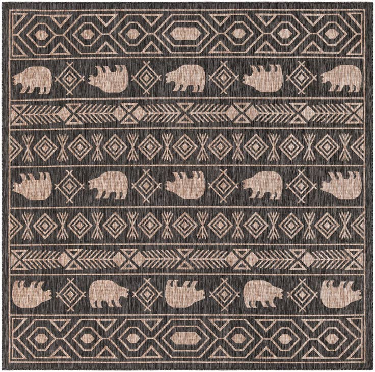 Detail image of 7' 10 x 7' 10 Easy-Clean Southwestern Indoor / Outdoor Square Rug
