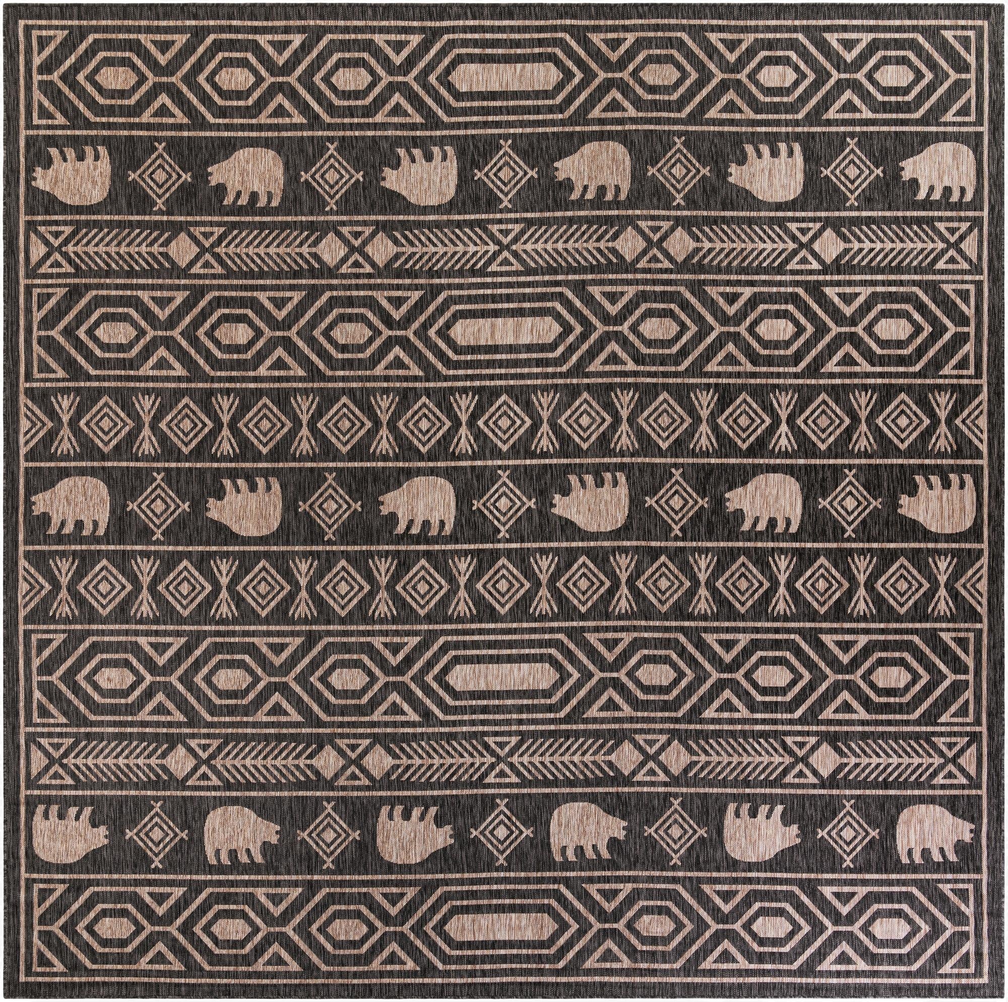 12' x 12'  Washable Southwestern Indoor / Outdoor Square Rug