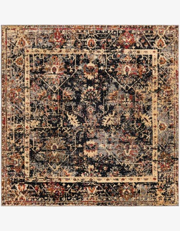 Black Saturn Square Rug